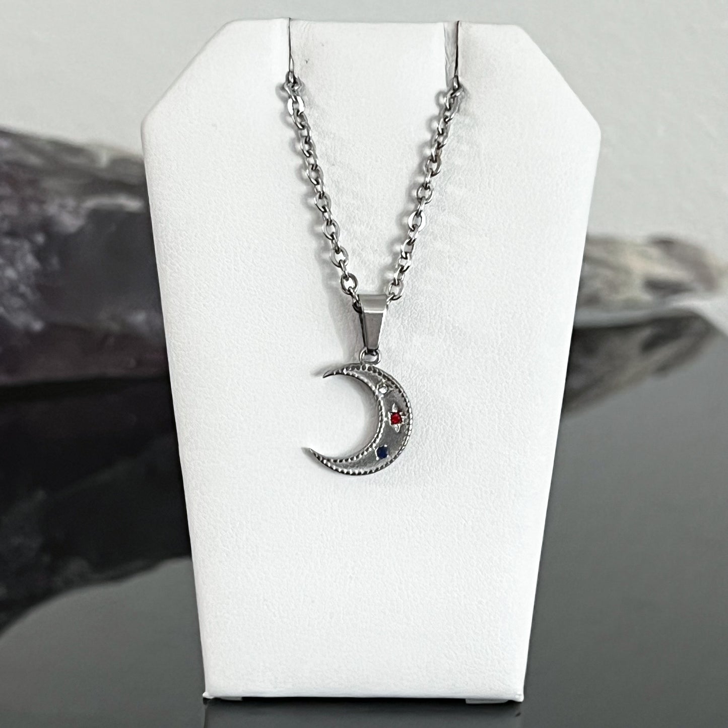 Moon Stainless Steel Necklace (Silver)