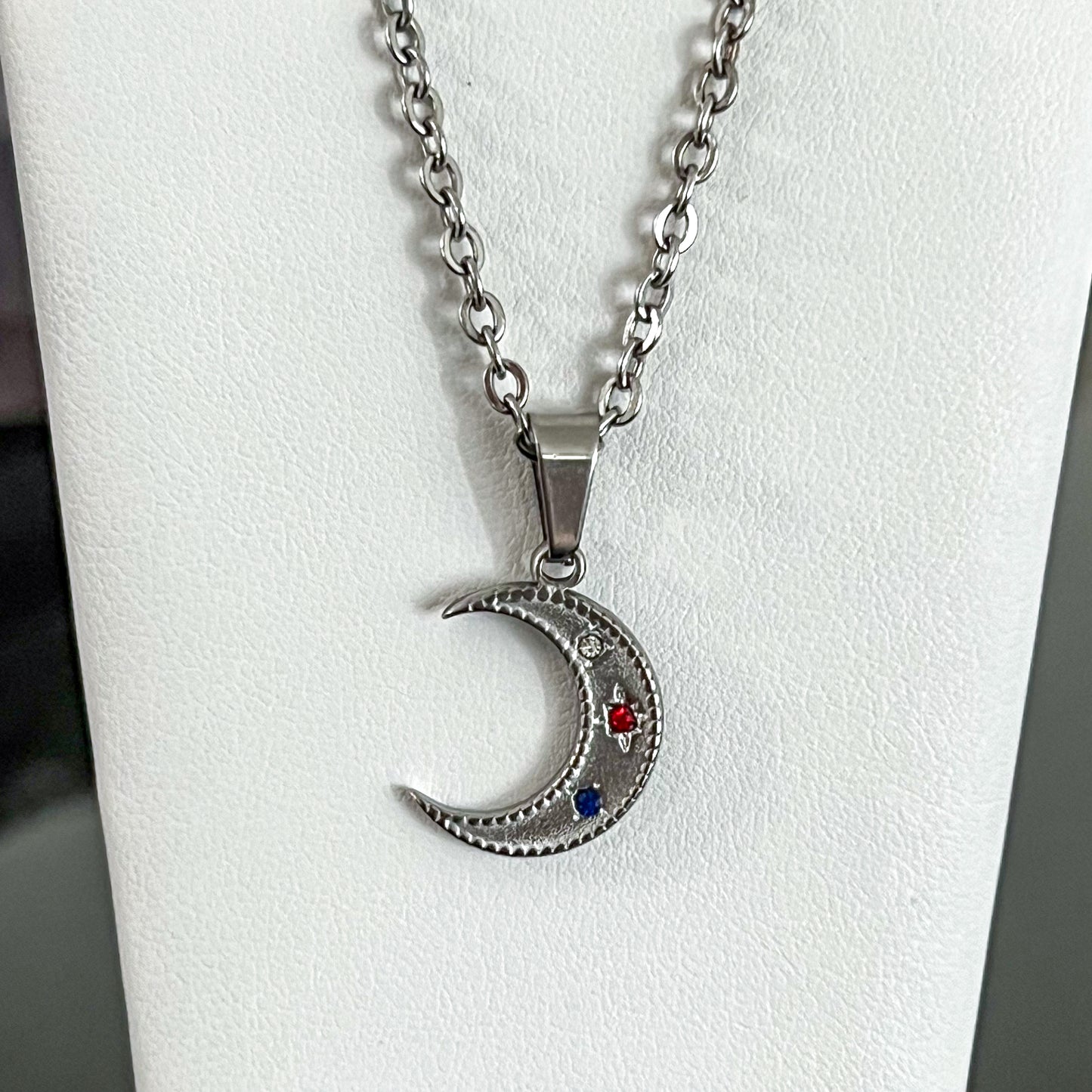 Moon Stainless Steel Necklace (Silver)