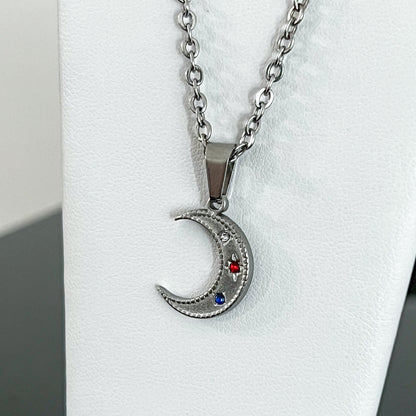 Moon Stainless Steel Necklace (Silver)