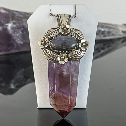 Ametrine & Purple Labradorite Indian Silver Necklace