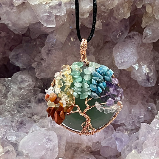 Aventurine Copper Tree of Life Necklace