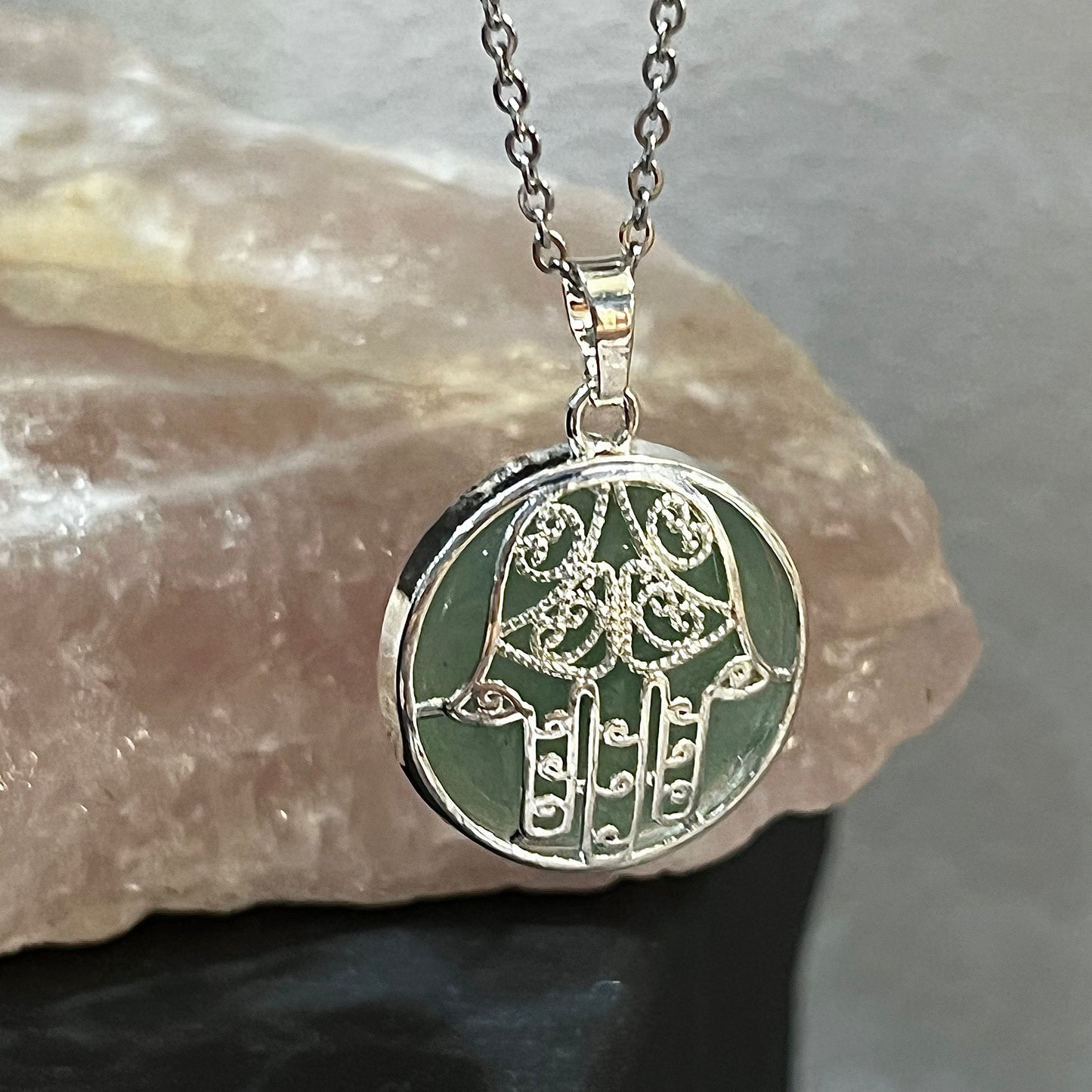 Aventurine Hamsa Necklace