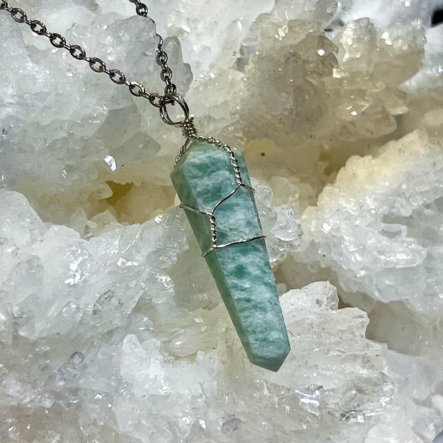 Amazonite Wire Wrap Necklace