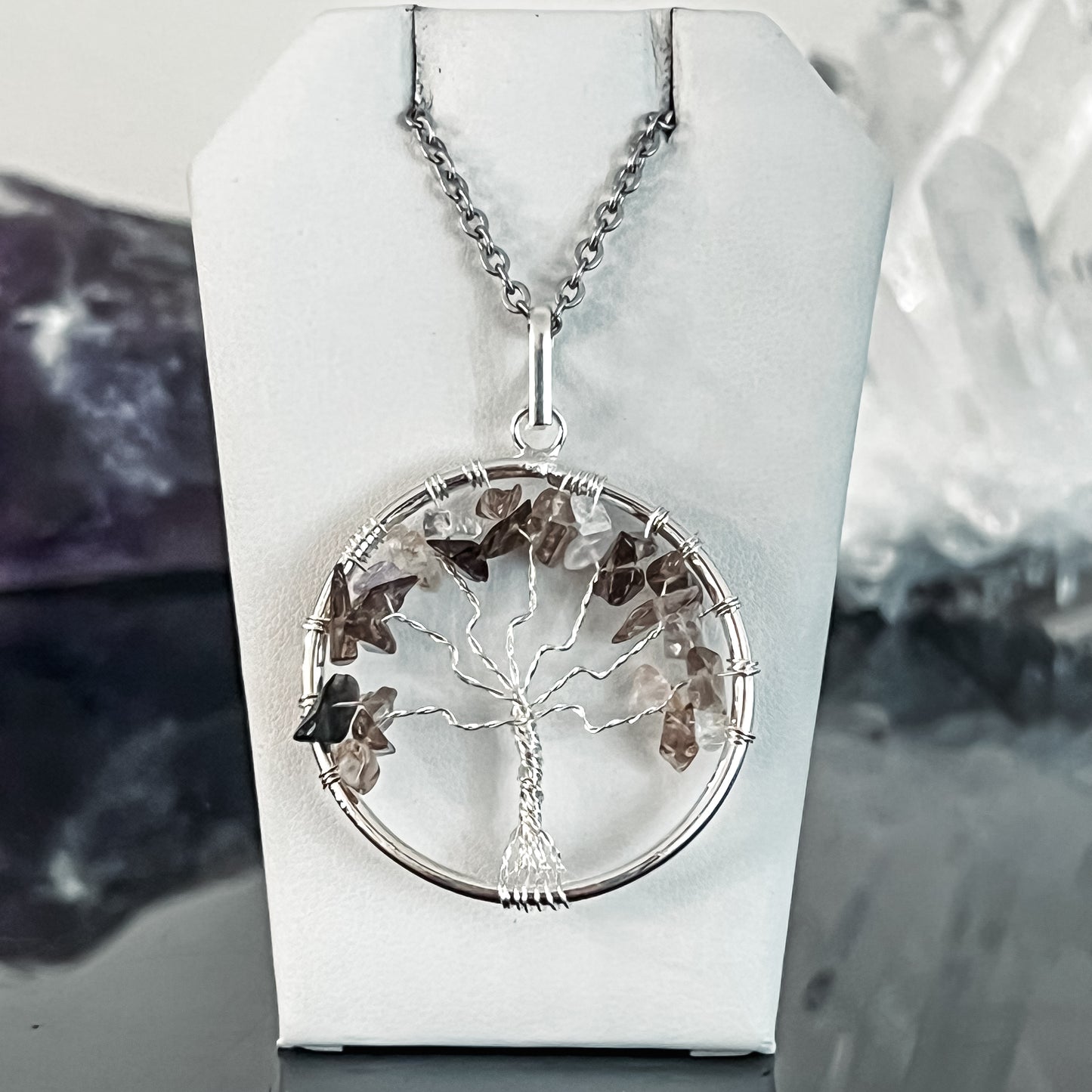 Smoky Quartz Tree of Life Necklace (Large)