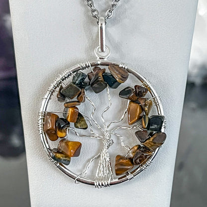 Tiger Eye Tree of Life Necklace