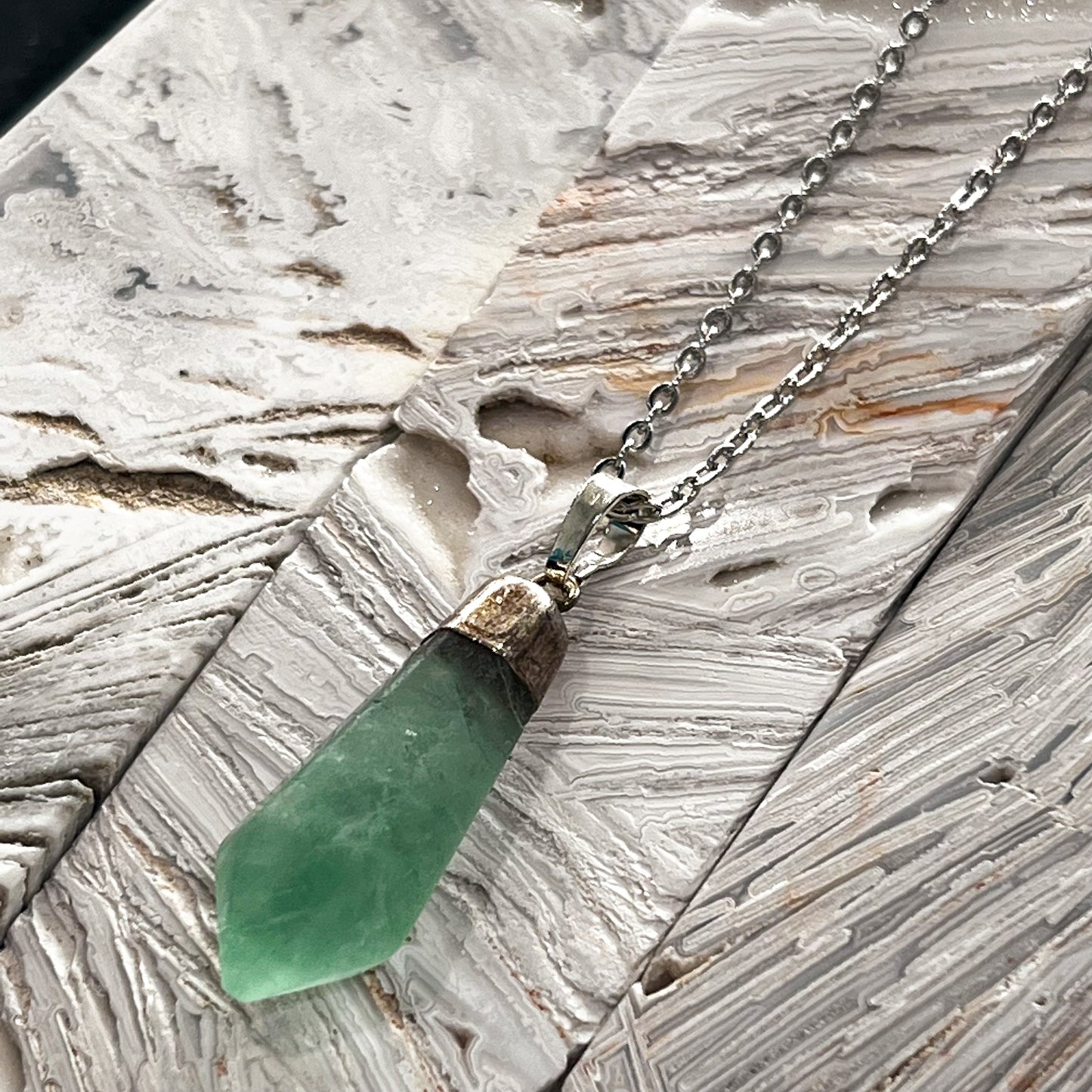 Green Fluorite Matte Finish Necklace