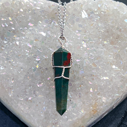 Bloodstone Wire Wrap Necklace