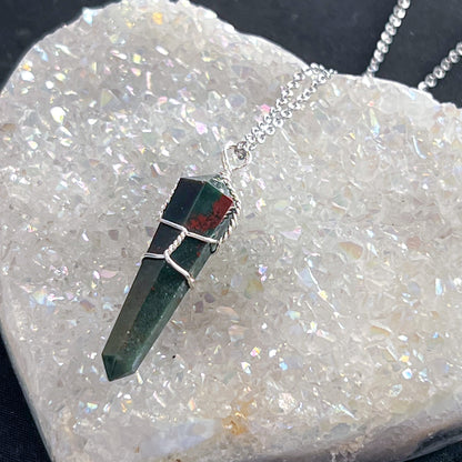 Bloodstone Wire Wrap Necklace