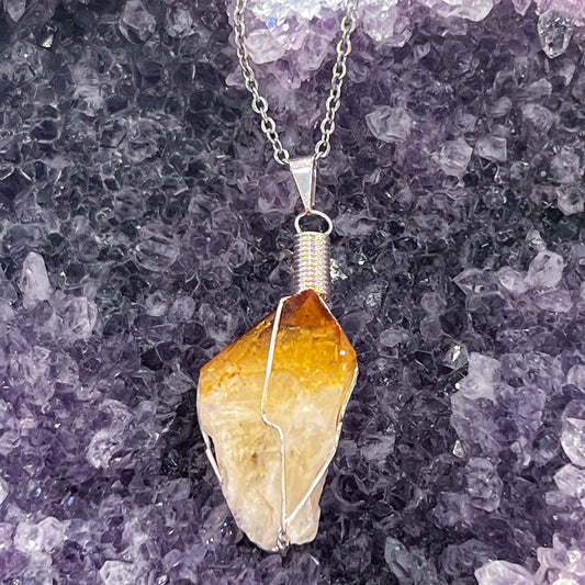 Citrine Wire Wrap Necklace