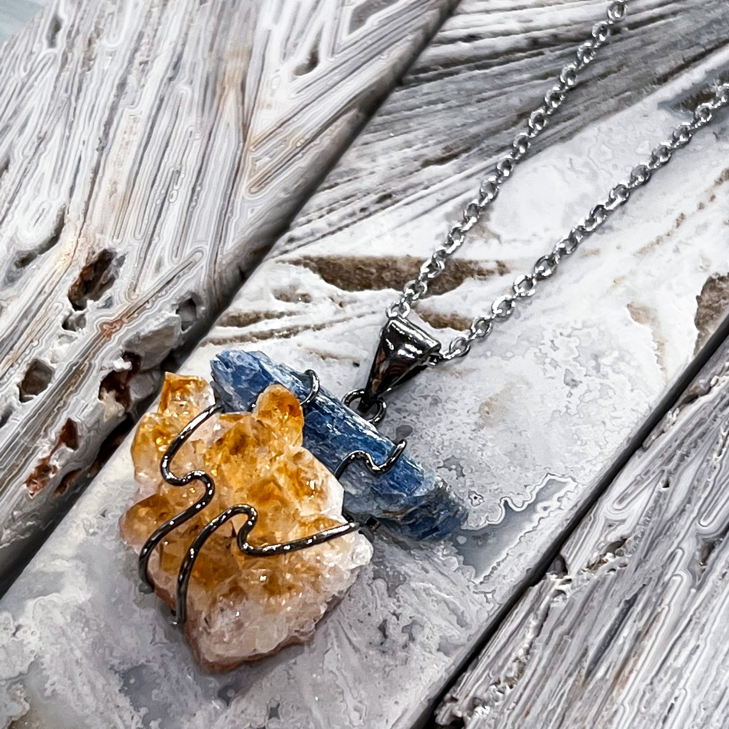 Citrine & Blue Kyanite Necklace