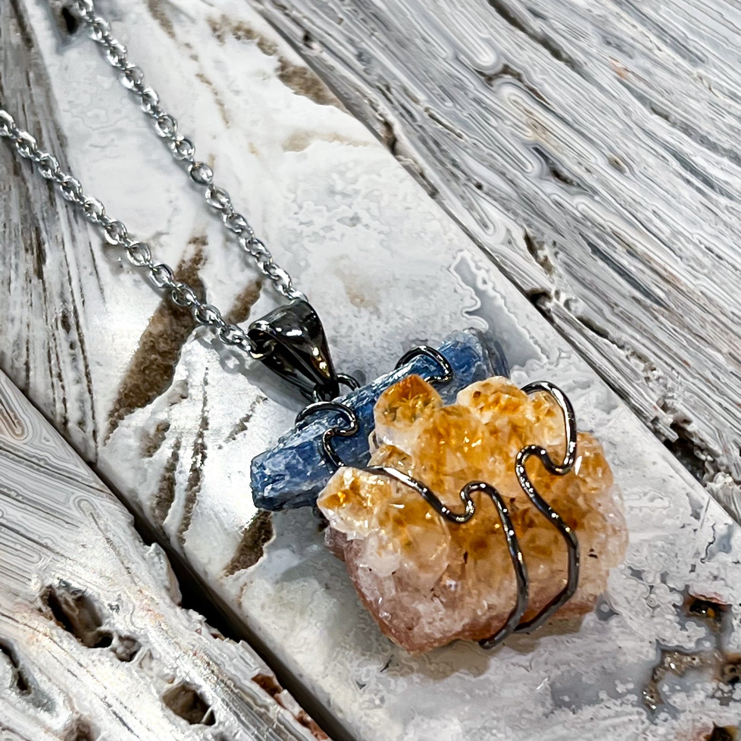 Citrine & Blue Kyanite Necklace