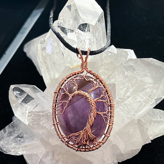 Amethyst Copper Tree of Life Necklace
