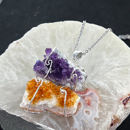 Amethyst & Citrine Necklace (Style 2)