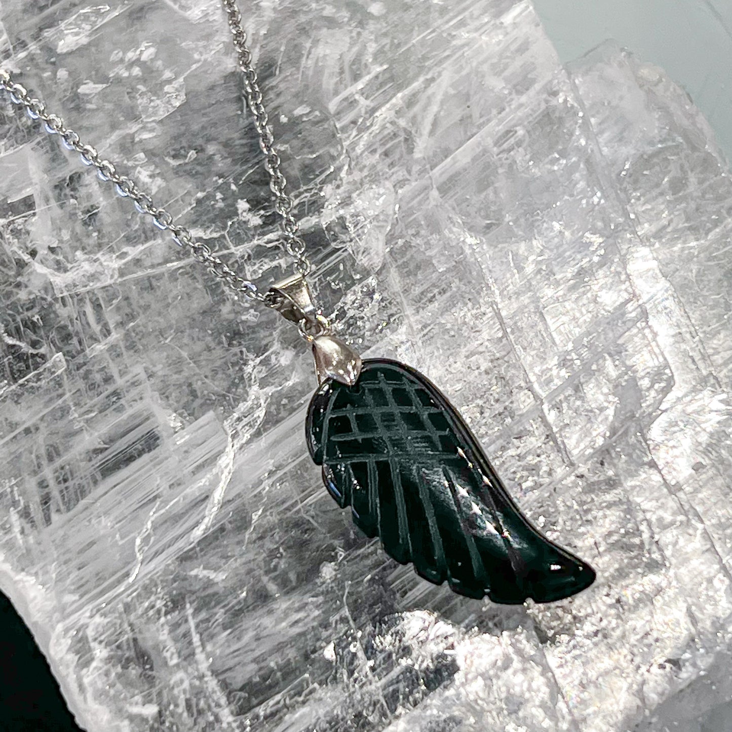 Obsidian Wing Necklace