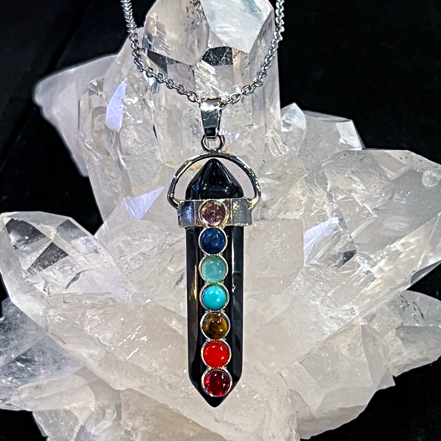 Obsidian Chakra Necklace