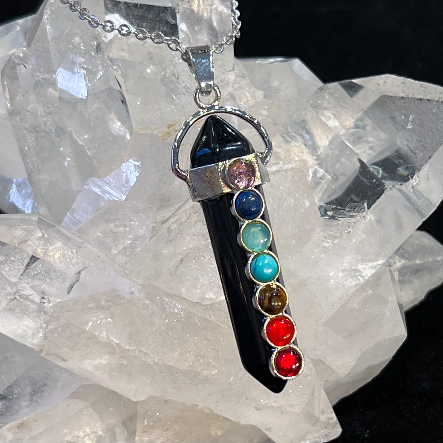 Obsidian Chakra Necklace