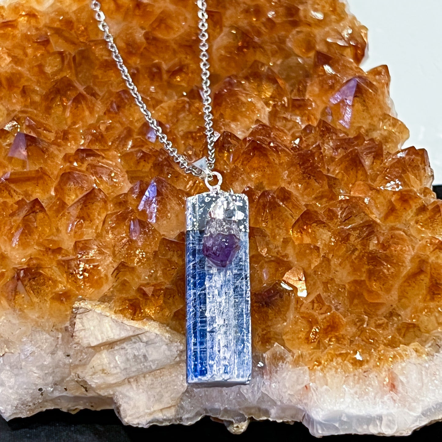 Blue Kyanite & Amethyst Necklace