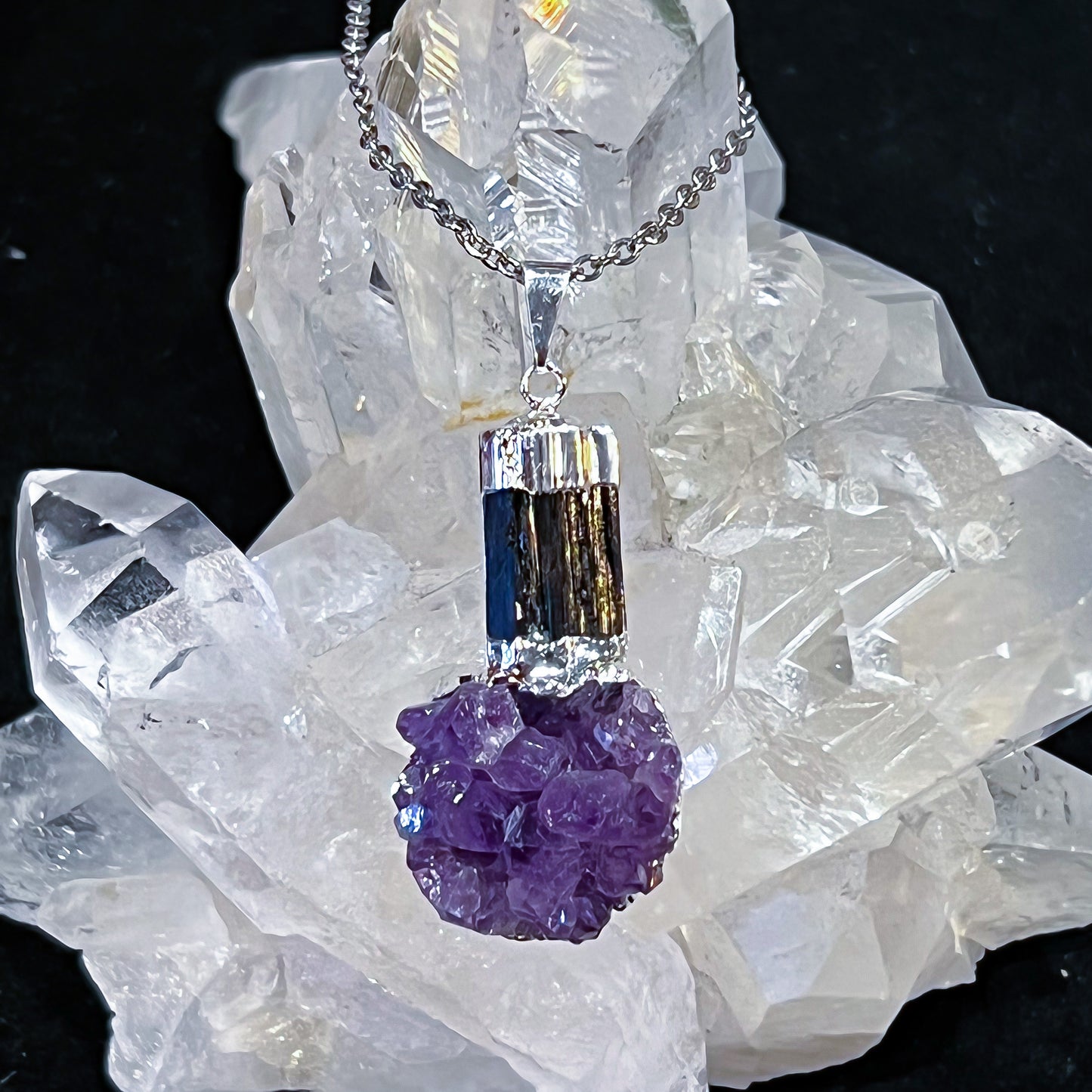 Amethyst & Black Tourmaline Necklace