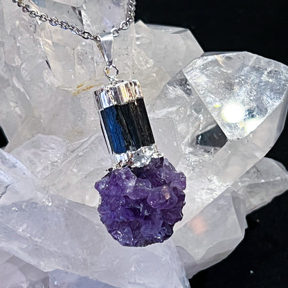 Amethyst & Black Tourmaline Necklace