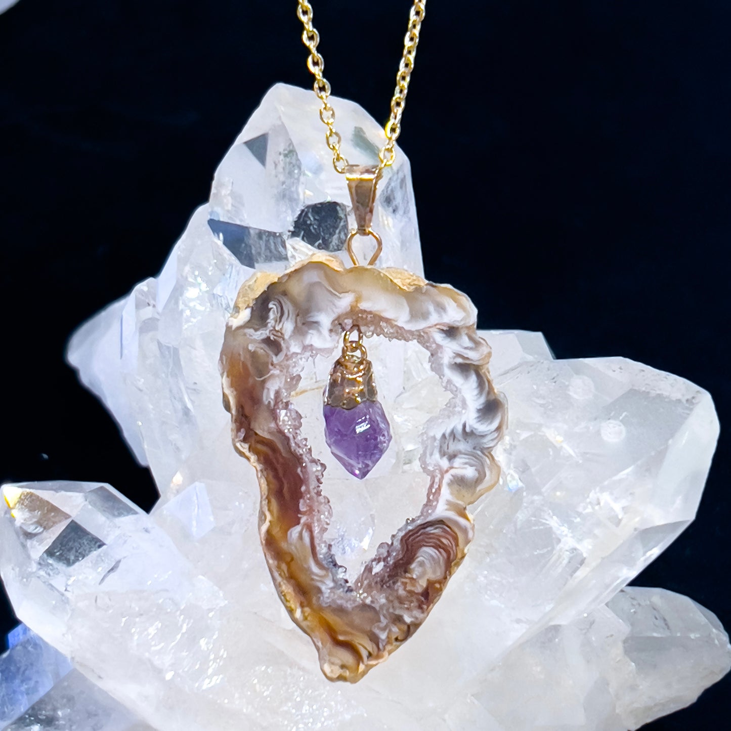 Agate with Amethyst (Gold)