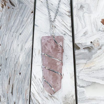 Rose Quartz Flat Point Necklace