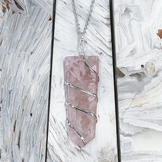 Rose Quartz Flat Point Necklace