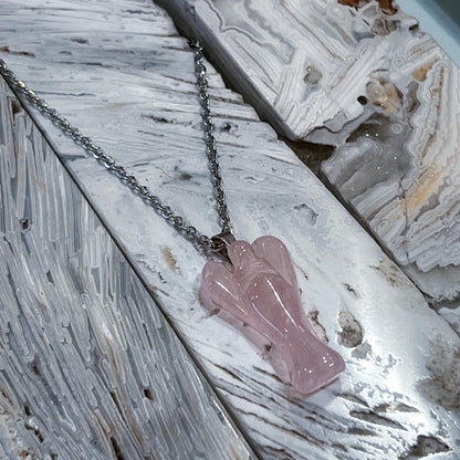 Rose Quartz Angel Necklace