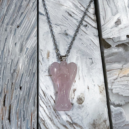 Rose Quartz Angel Necklace