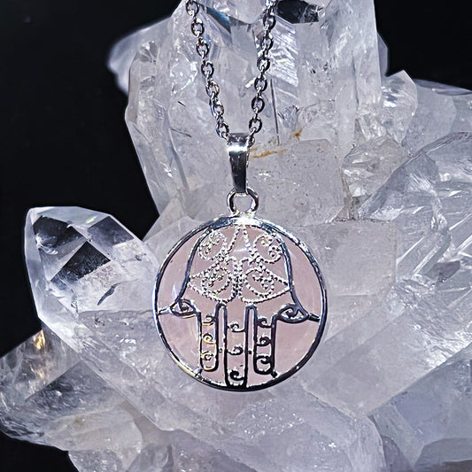 Rose Quartz Hamsa Necklace