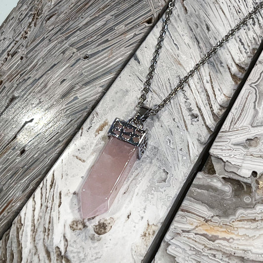 Rose Quartz Point Necklace (Style 2)