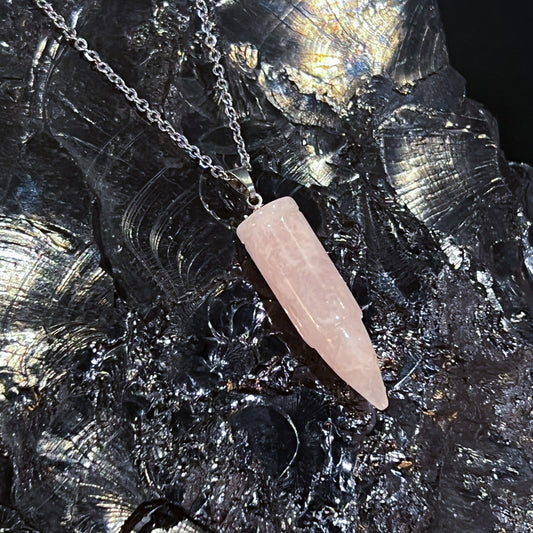 Rose Quartz Bullet Necklace