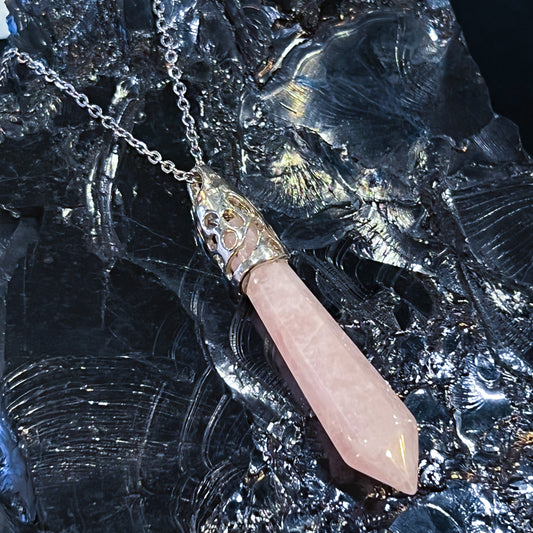Rose Quartz Long Point Necklace
