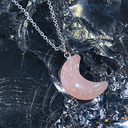 Rose Quartz Moon Necklace