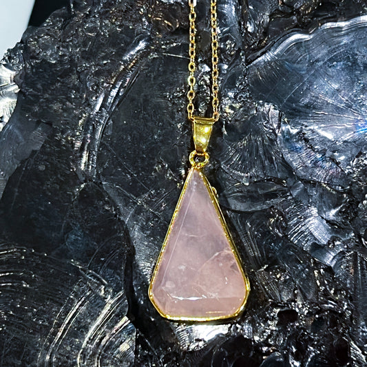 Rose Quartz Teardrop Necklace