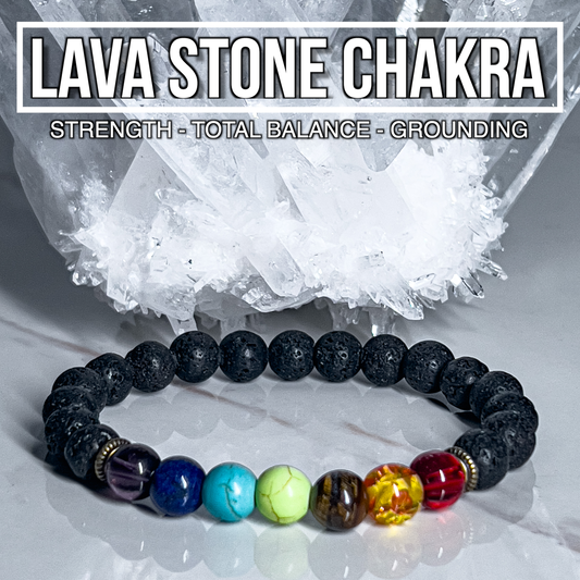 Lava Stone Chakra Bracelet 8mm