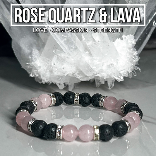 Rose Quartz & Lava Bracelet 8mm