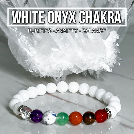 White Onyx Chakra Bracelet 8mm