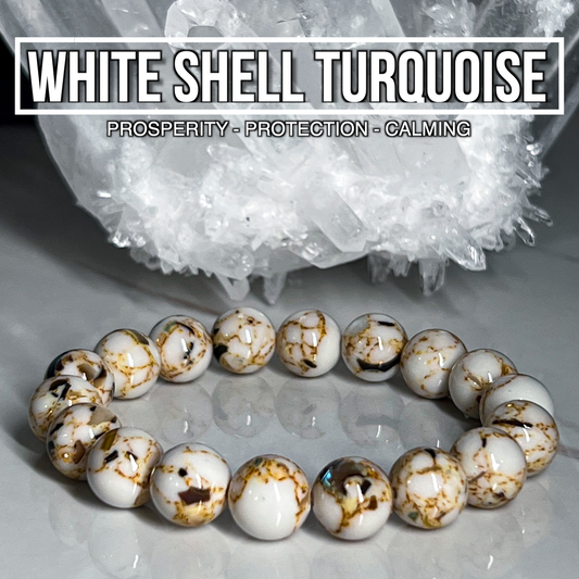 White Shell Turquoise Bracelet 10mm