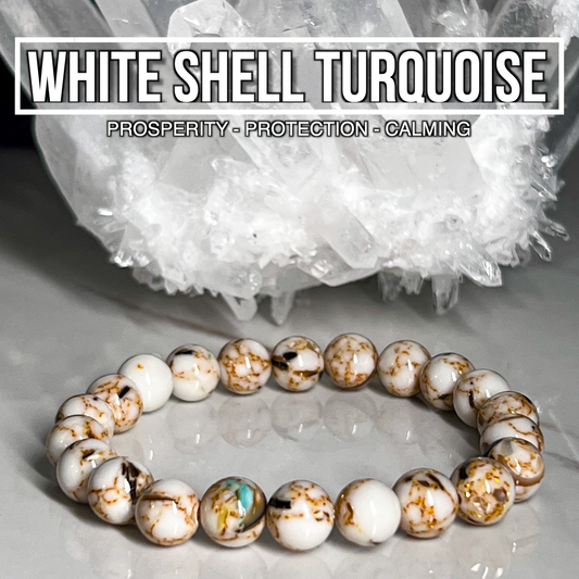 White Shell Turquoise Bracelet 8mm